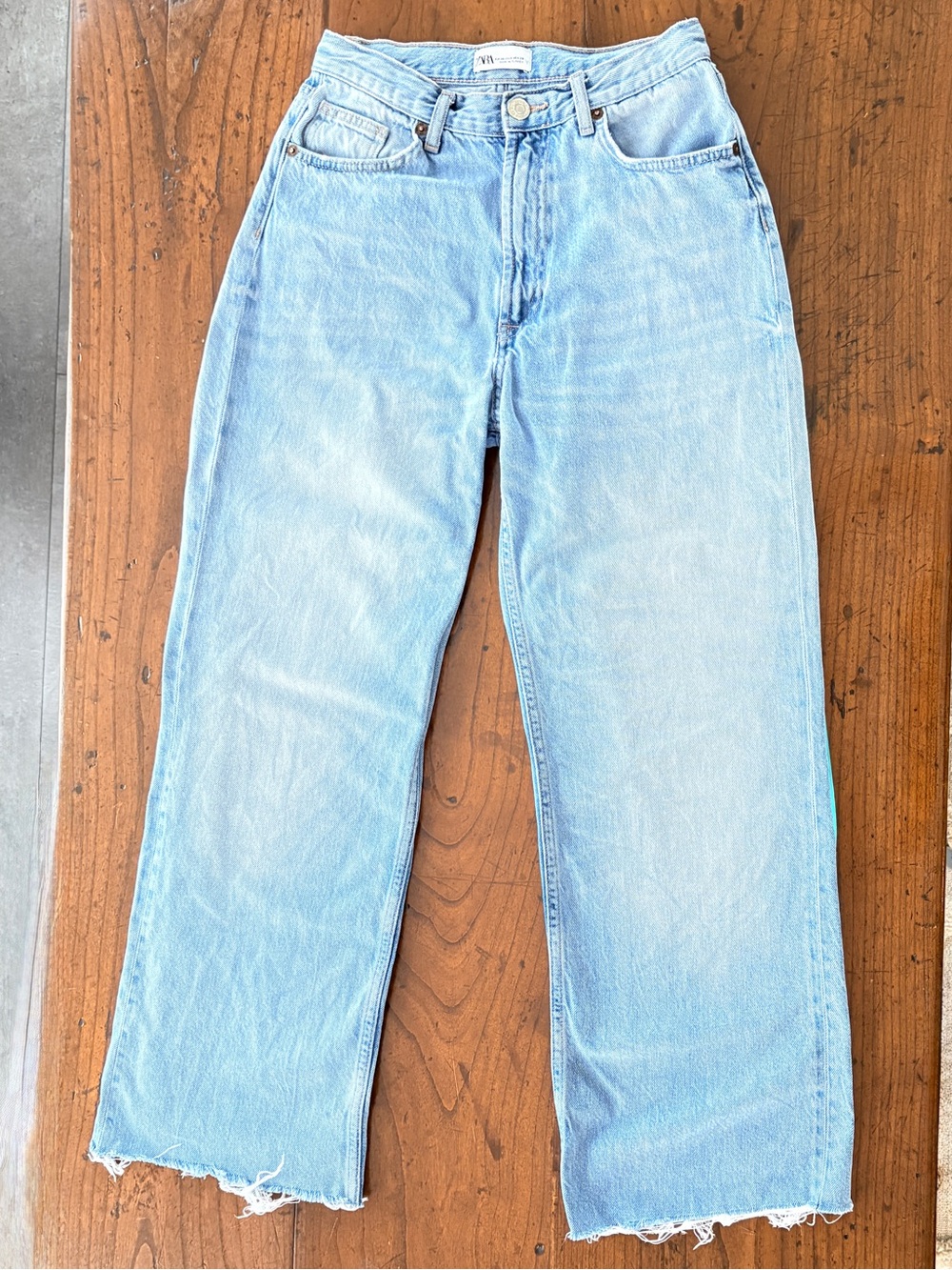 ZARA Wide Leg Stone Wash Jeans Size 6